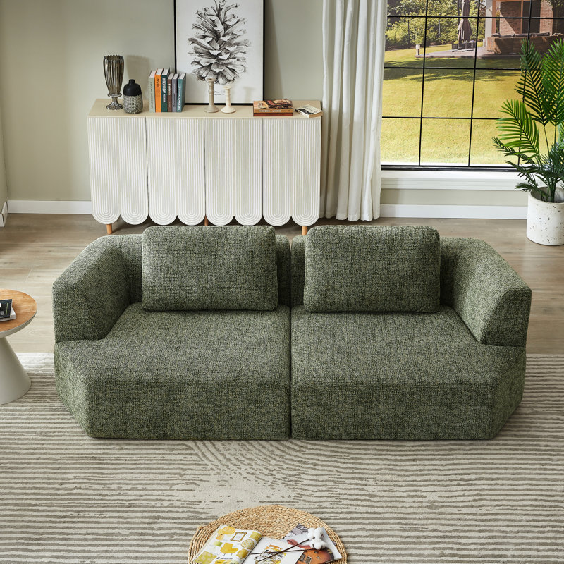 Canapé compressé surdimensionné à 3 places avec tissu chenille, sans assemblage, peu encombrant pour le salon, l’appartement