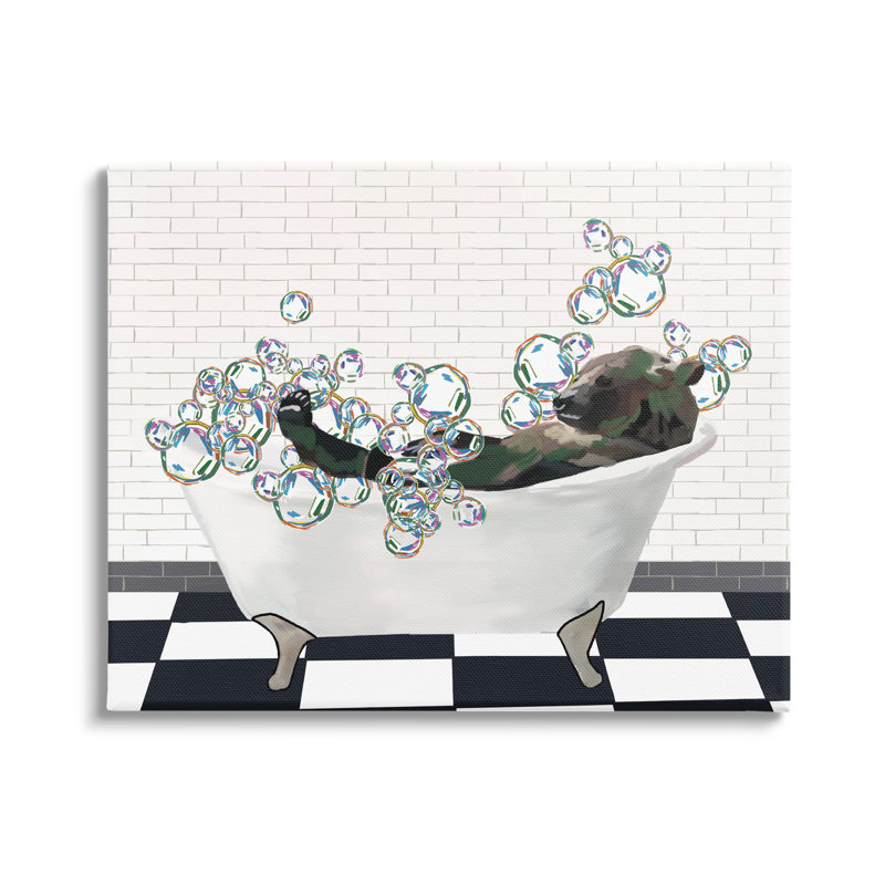 Conception d'art sur toile Stupell Industries Bear in Bubble Bath par Amelia Noyes, H 24 po x l 30 po x P 1,5 po