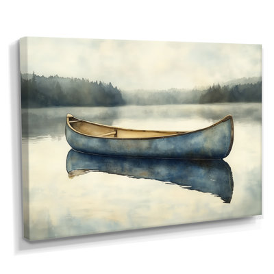 Soft Canoe Lake II - Blue Lakeside Wall Art
