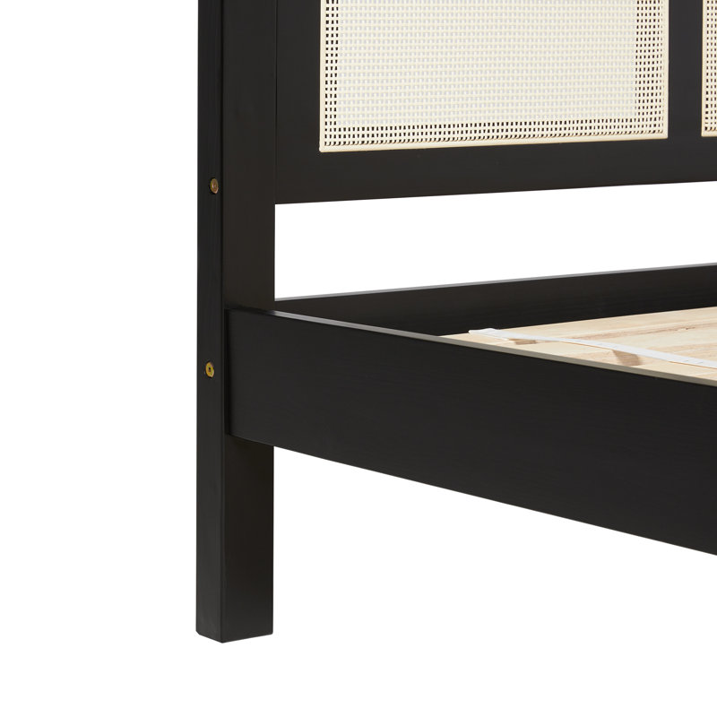 Naarden Solid Wood Platform Bed, Black, Queen