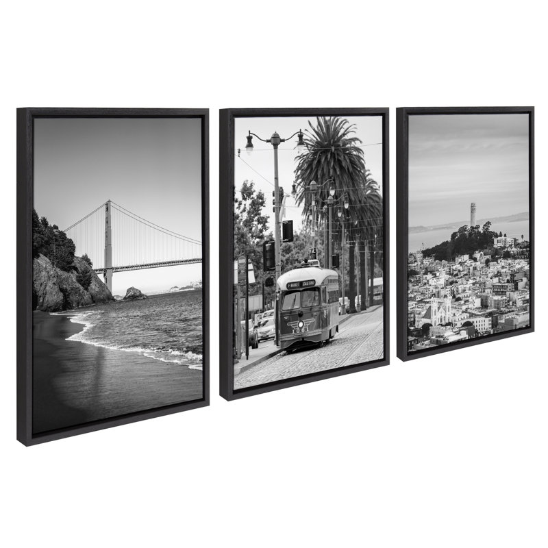 San Francisco Black and White by Crystal Lynn Collins Framed Canvas Wall Art Set