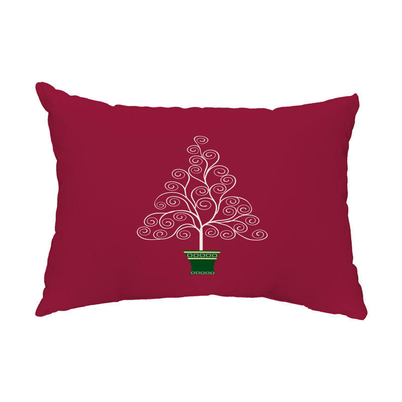 Housse de coussin rectangulaire d'extérieur Filigree Tree, Canneberge