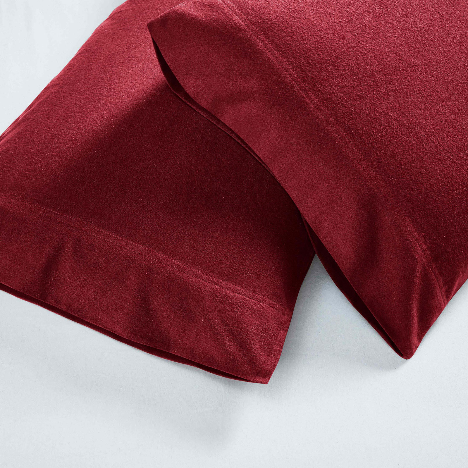 All-Season Breathable 100% Cotton Flannel Pillowcase Set, Burgundy, Standard