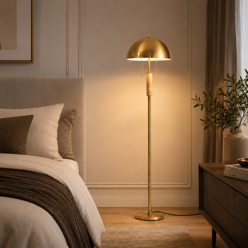 65" Modern Gold Floor Lamp with Foot Switch for Living Room Bedroom Study Room