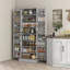 Garde-manger de 65 po Cabinet, armoire de rangement moderne avec portes et tablettes, armoire autoportante pour la salle à manger, gris-1148431678