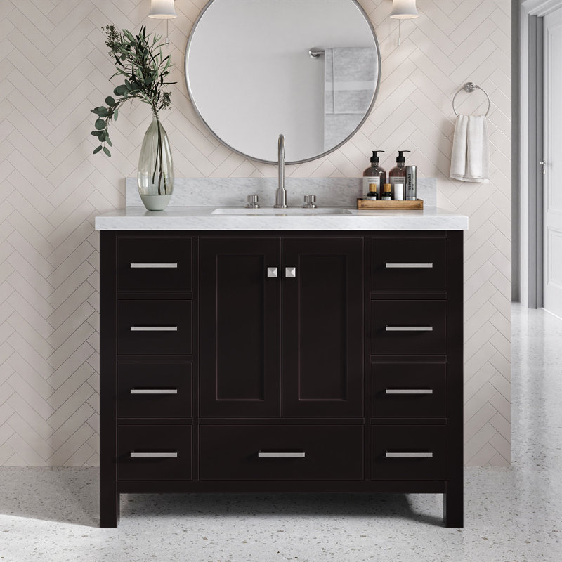Ensemble de meuble-lavabo simple 43 po Cambridge, Espresso / nickel brossé
