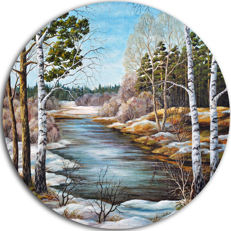 Schafer «The Spring Siberian River», peinture, H 38 po x l 38 po x P 1 po, Métal