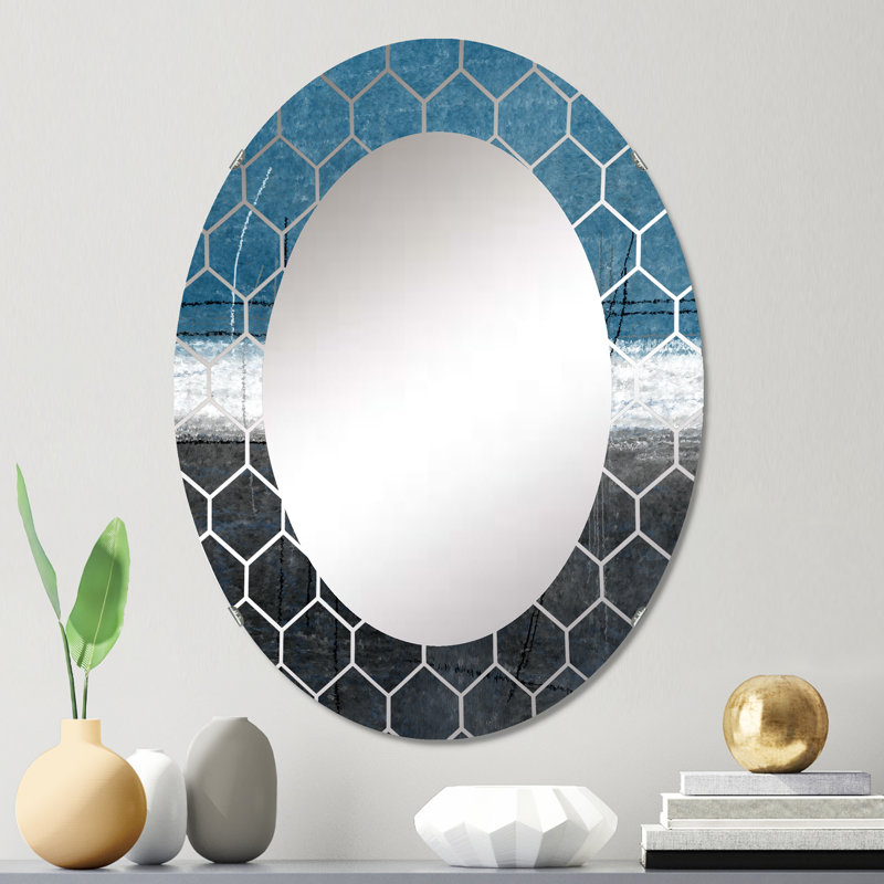 Sarcelle rencontre l'art abstrait gris - miroir mural moderne, 30 po x 20 po