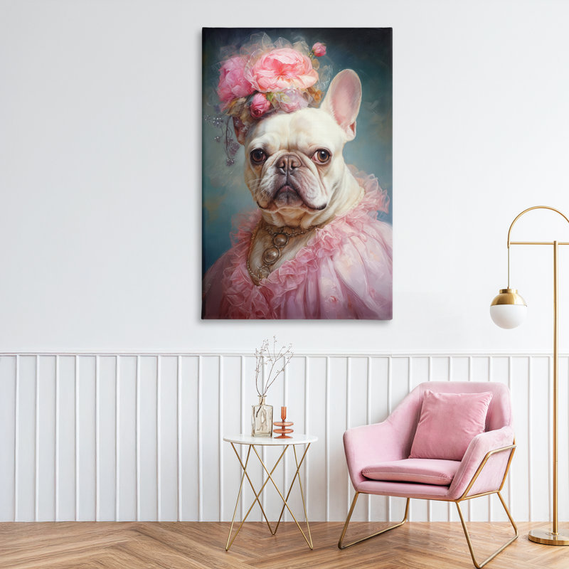 Toile de bouledogue français de l'époque victorienne, conception de Wumples, H 45 po x l 30 po