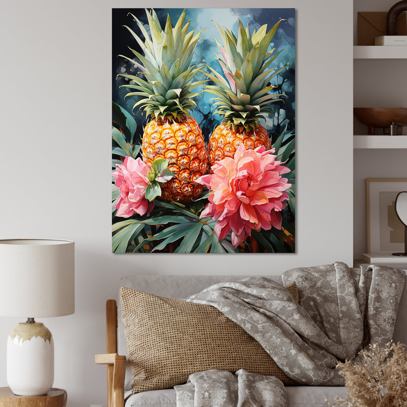 Impression sur toile Floral Pineapples Bouquet - Pineapple Bouquet IV, H 44 po x l 34 po x P 1,5 po