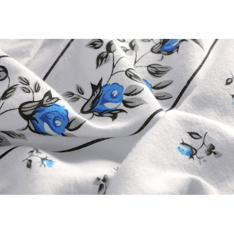 Akikaze Flannel Sheet Set, Double (4'6), Blue