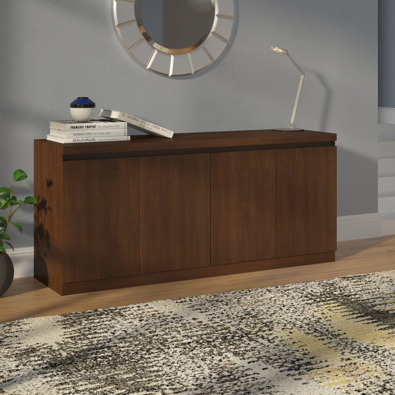 Viennese 62" Wide Contemporary Modern 6-Shelf Sideboard, Nut Brown