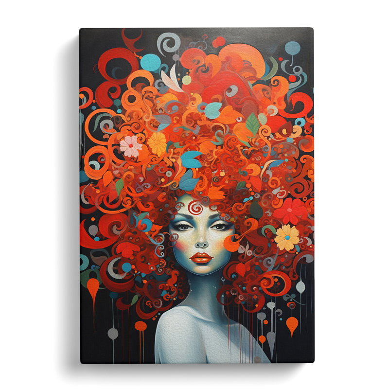 Woman With Curls Contemporary - Print, 76cm H x 50cm W x 3cm D