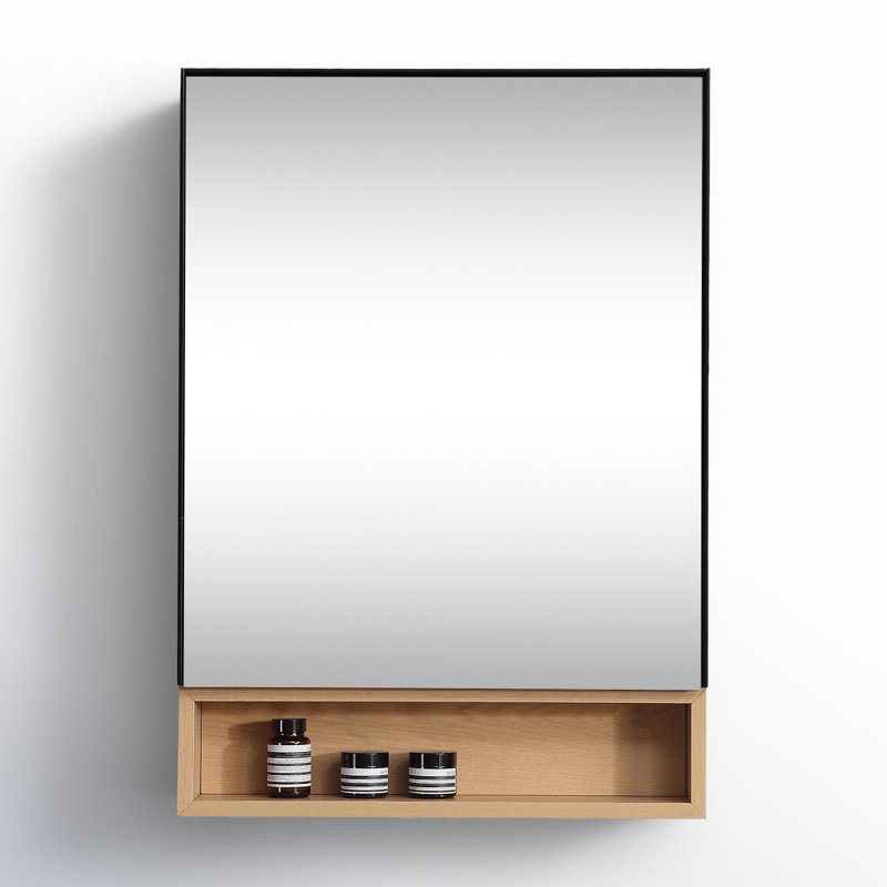 Bergen 24" Medicine Cabinet, Matte Black/Whitewash Oak