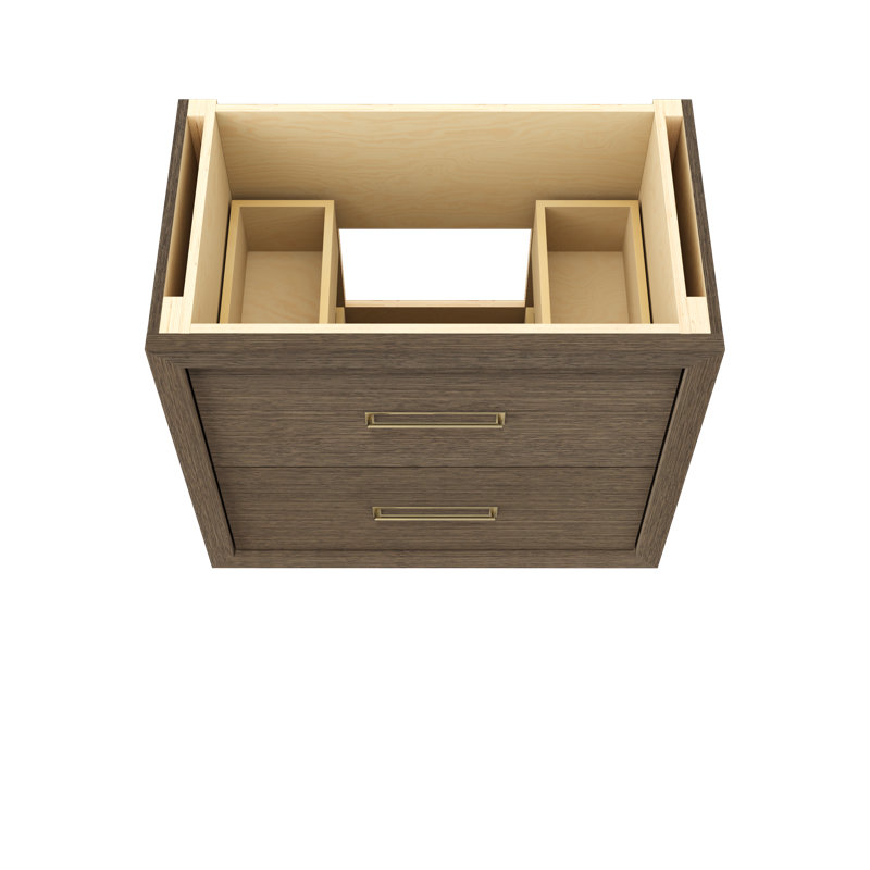 Avalon Two-Drawer Single Bath Vanity, Smoked Modern, Satin Gold, 36"