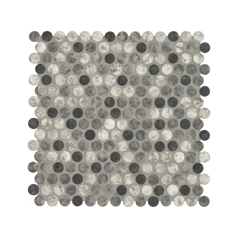 Montessa Penny Round 12 in. x 12 in. Glossy Glass Mosaic Wall Tile, Metro Hera