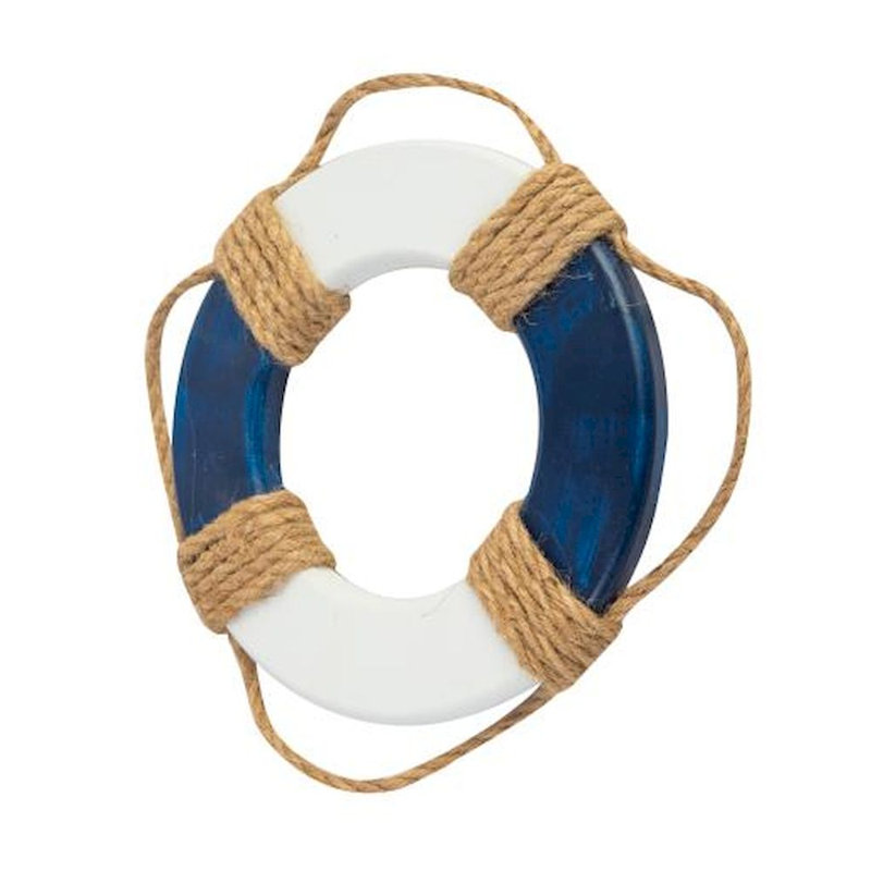 Coastal Wall Decor, 7" H x 7" W x 0.75" D, White/Light Blue