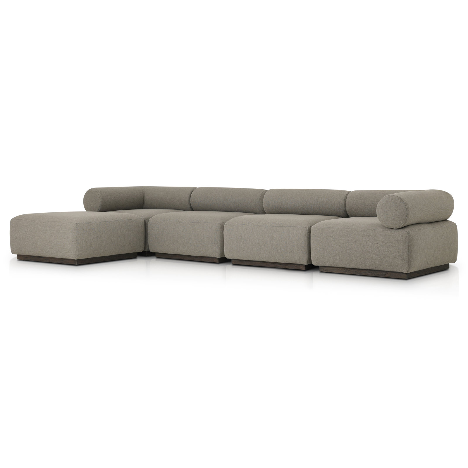 Anat Modular Upholstered Chaise L-Sectional, Brown Polypropylene/Olefin