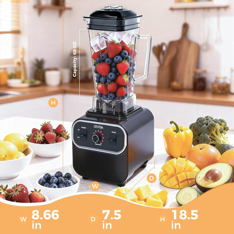 1600W Commercial Professional Blender for Kitchen, Heavy Duty Countertop Smoothie Blender