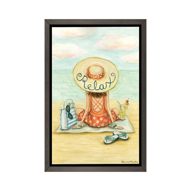«Relaxing on Beach Relax Hat» par Bella Pilar, impression, H 60 po x l 40 po x P 1,5 po