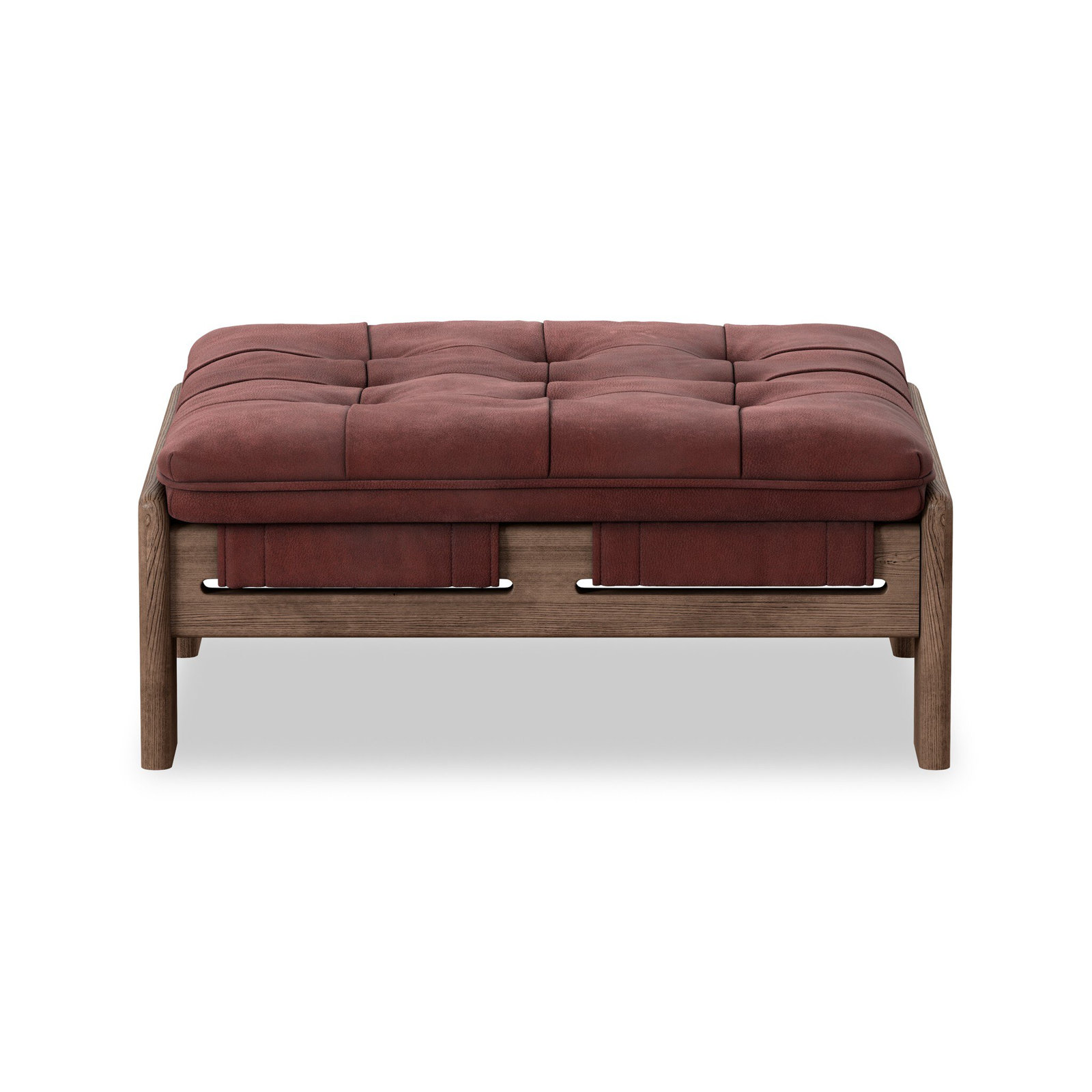 Halston Ottoman-Dulane Moss, Nubuck Burgundy