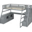 Lit mezzanine double avec 7 tiroirs, 2 tablettes et bureau - lattes en contreplaqué de construction pour un soutien optimal dans le bureau-1191537637