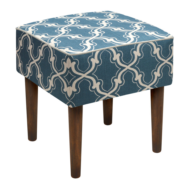 Solid Wood Accent Stool, Navy Blue