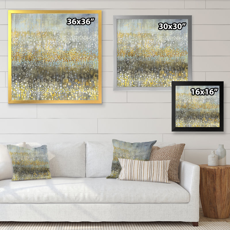 Glam Rain Abstract IV - impression, H 30 po x l 30 po x P 1 po, Cadre argenté