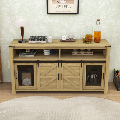 Buffet polyvalent avec portes coulissantes d'inspiration grange, rangement spacieux