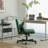 Green Velvet Criss Cross Armrest Office Chair with Wheels - Modern for Home Office, Meditation & Creative Work