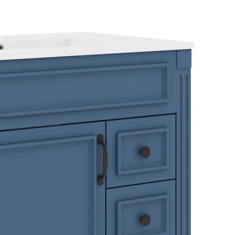 Meuble-lavabo 30 po avec lavabo en céramique, Bleu
