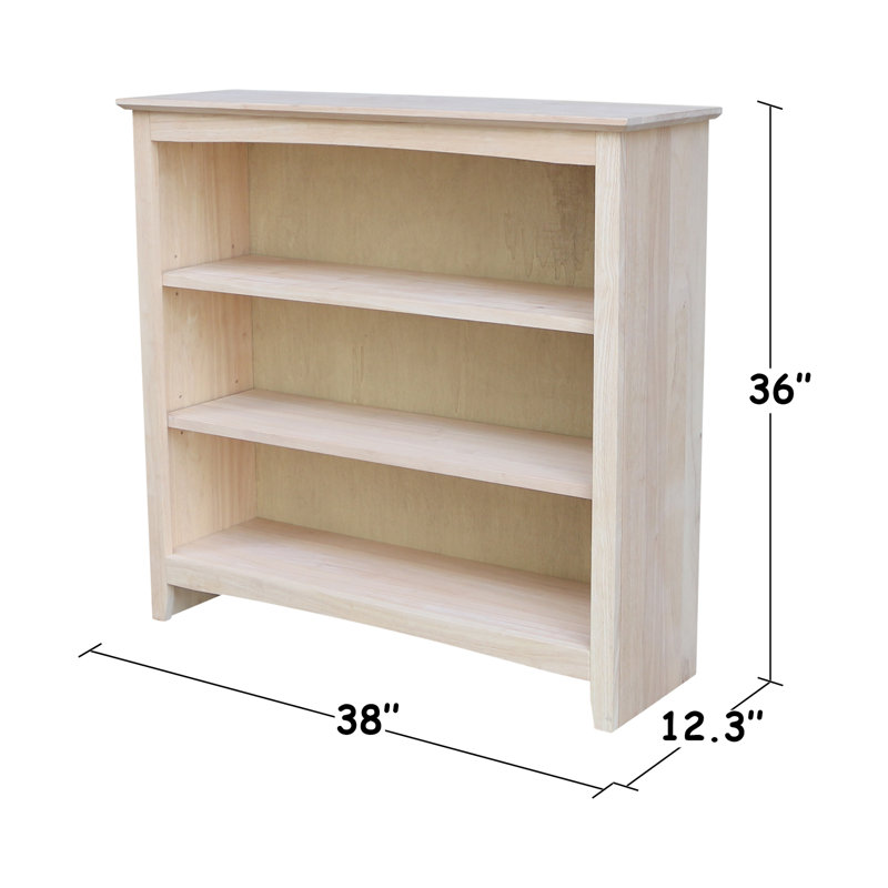 Derren Solid Wood Bookcase, (3 Shelves) 36" H x 38" W x 12.3" D