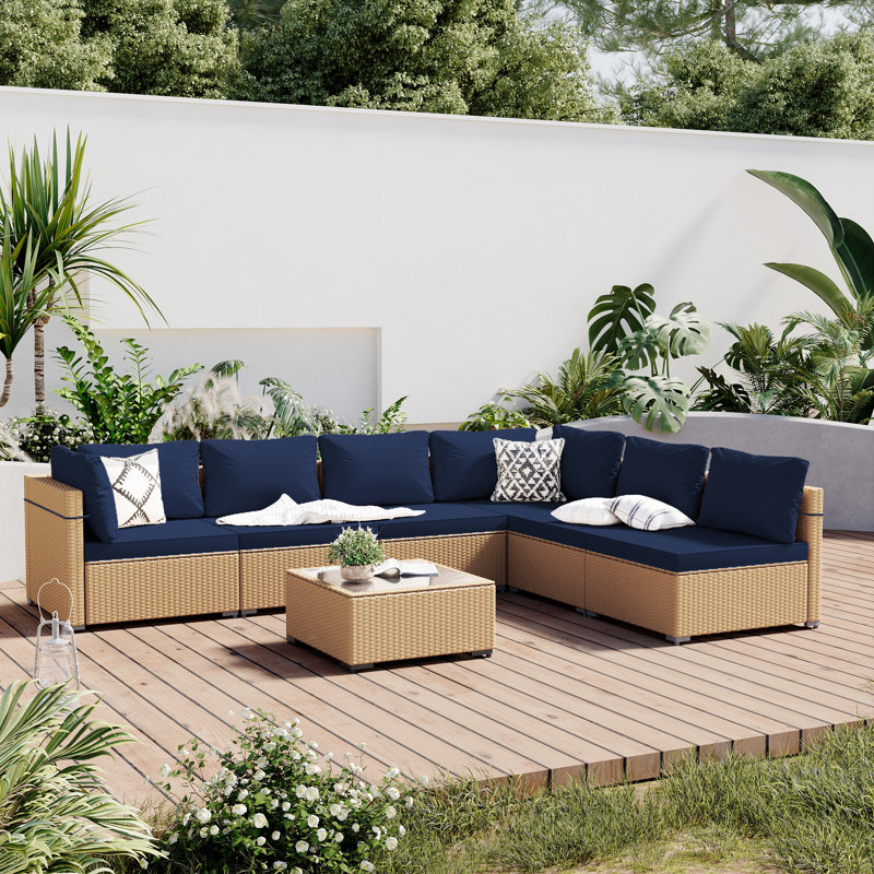 Forksville 6 - Person Modular Patio Conversation Set with Cushions