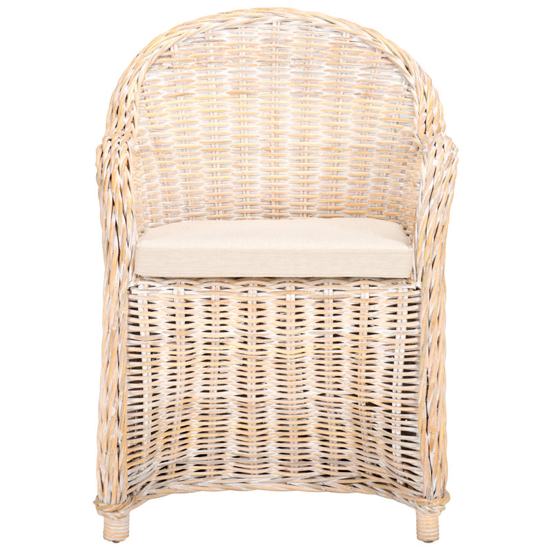 Hahn Upholstered Armchair, Natural White Wash, Beige Cotton