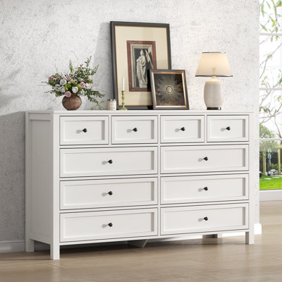 Farmhouse 10 Drawers Dresser, White Chest Of Drawers For Bedroom by Winston Porter