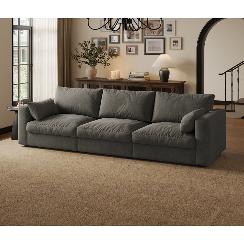 Canapé modulaire de 99 po avec rangement, Chenille grise foncée