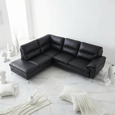  Canapé modulaire contemporain en cuir véritable avec méridienne gauche Boston, 80 po x 98 po