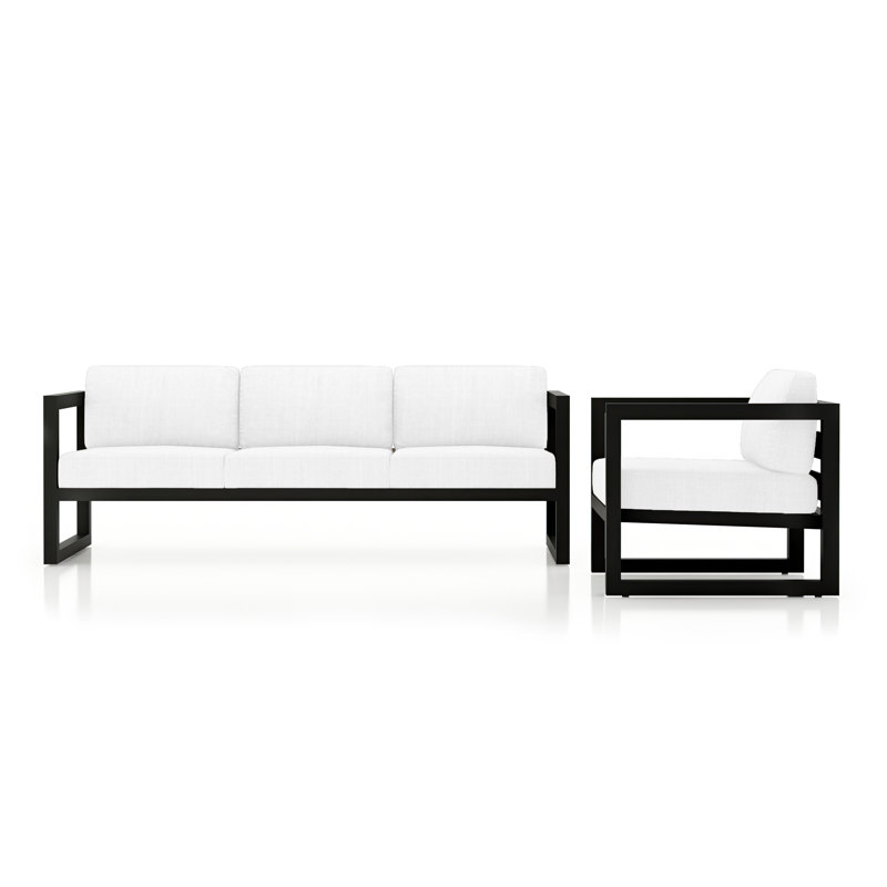 Avion 2 Piece Sofa Set, Canvas Natural Sunbrella® Canvas, Black
