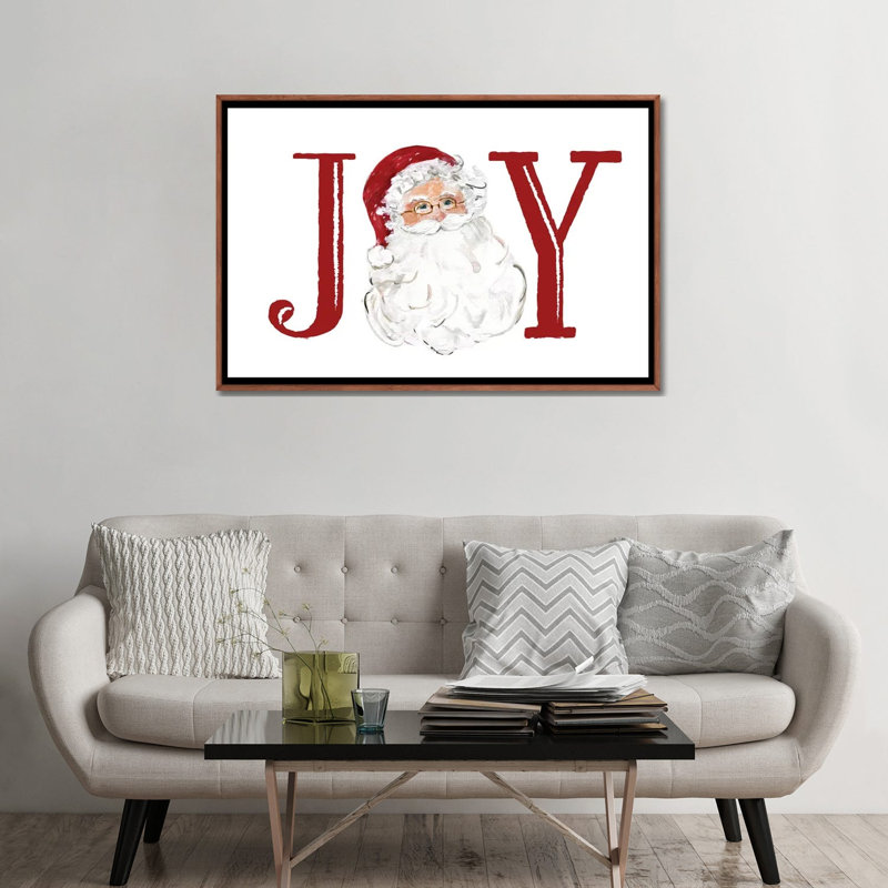 Santa Joy - reproduction d'art murale - toile encadrée, H 32 po x l 48 po, Reproduction encadrée sans passe-partout, Brun