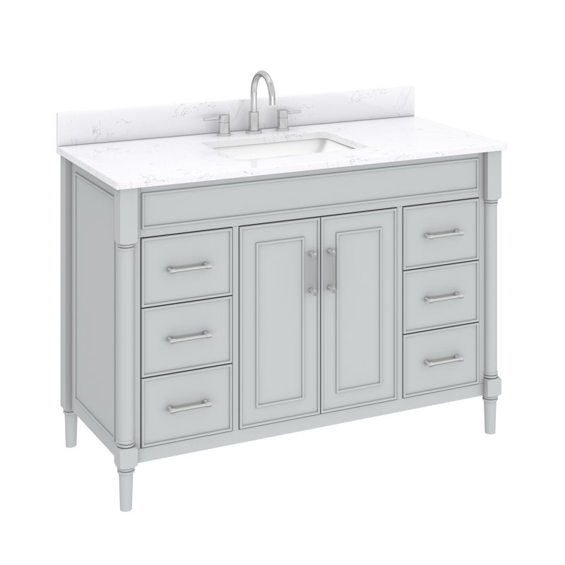 Guider 48" Free Standing Single Bathroom Vanity with Engineered Stone Top, Light Gray
