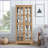 Cabinets Traditional Light Oak Curio Display Cabinet with Glass Doors, Adjustable Shelves, E26 Bulb Included | MDF+glass | Living Room-1613144714