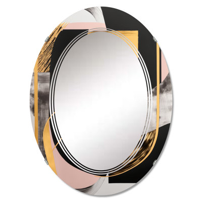 Priyal Pink And Gold Art Deco I - Modern Transitional Wall Mirror