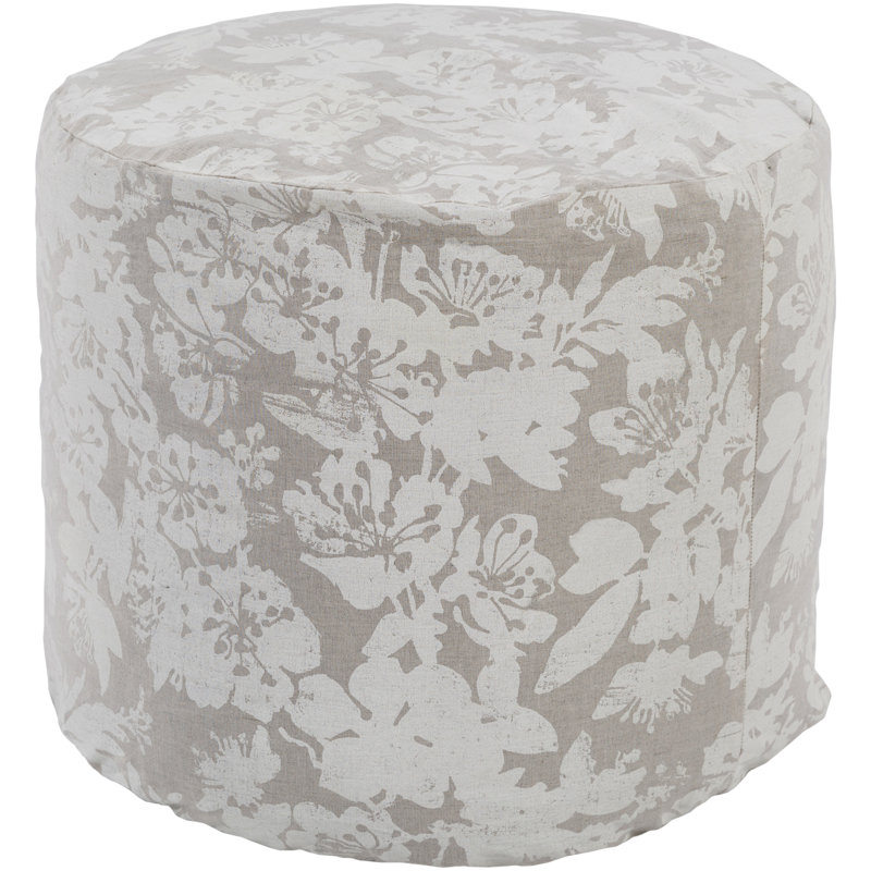 Upholstered Pouf, Ivory