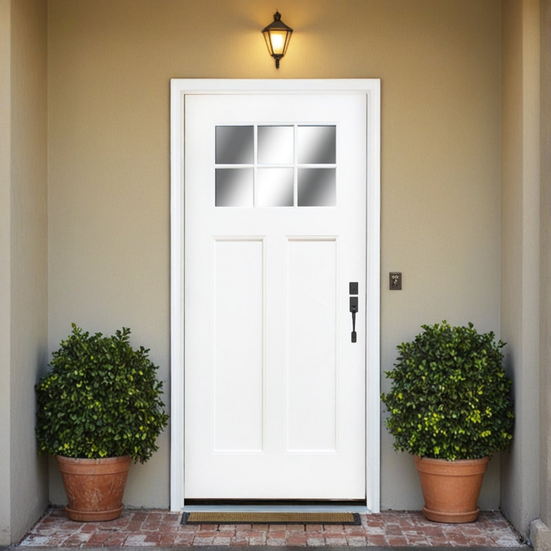 Porte d'entrée 36 po x 80 po en fibre de verre apprêtée avec cadre en brique et vinyle, L 37,5 po x H 81,5 po x P 4,56 po