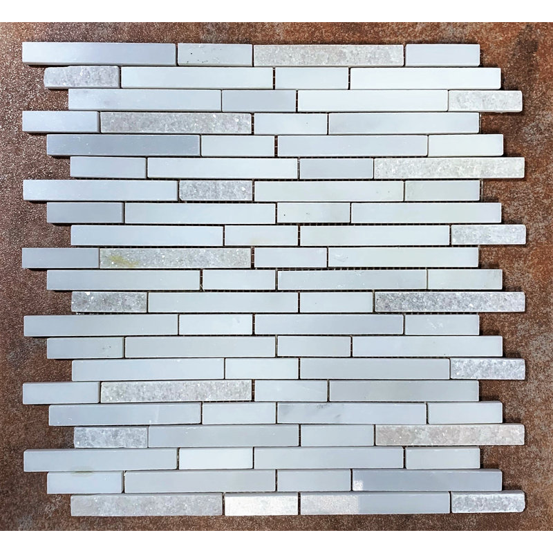 Random Sized Marble Mosaic Tile, White