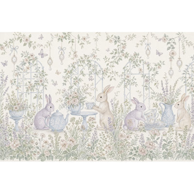 Papier peint floral Rabbit Garden