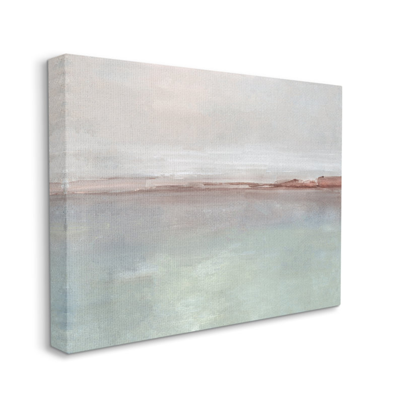 Soft Gray and Brown Abstract Coastal Landscape Canvas Art, 40 x 30