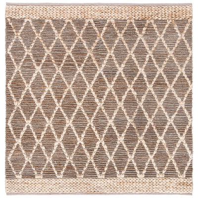 Alfread Natural Fiber Hand Loomed Jute/Cotton Geometric Rug in Natural/Gray