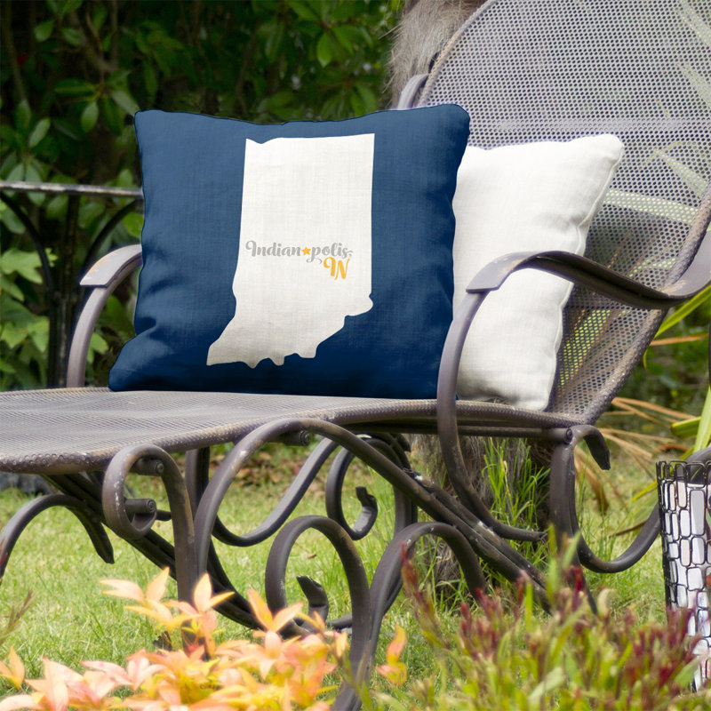 Coussin décoratif d'intérieur/d'extérieur, Indianapolis, 18 po x 18 po, Bleu marine/blanc