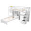 Lit mezzanine simple au-dessus de simple avec bureau intégré, escalier, compartiments de rangement et tablettes - Conception compacte et fonctionnelle-1131976723